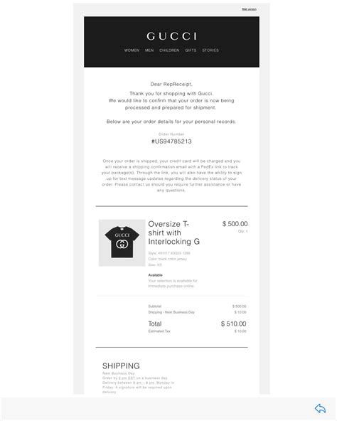 gucci email receipt